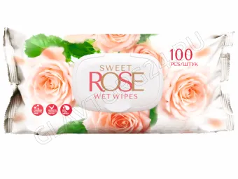 Влажные салфетки Sweet Rose c пластик. клапаном 100 шт/10шт