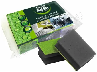 Мастер Фреш Губки для мытья посуды профилированные 2 шт black/50