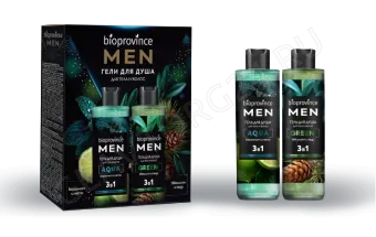 Набор подарочный BIOPROVINCE MEN Гель для душа GREEN 250 мл + Гель для душа AQUA 250 мл