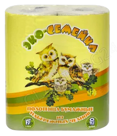 Полотенца бумажные Экосемейка 2слойн. с тиснен. 2шт на гильзе/12   