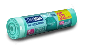 Пакеты д/мусора 35л 15шт ПРОЧНЫЕ с завязками РАЗДЕЛЬНЫЕ  LEMON MOON (25)