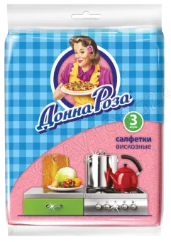 ДОННА РОЗА салфетки вискозные 3 шт 30*38см/38шт  
