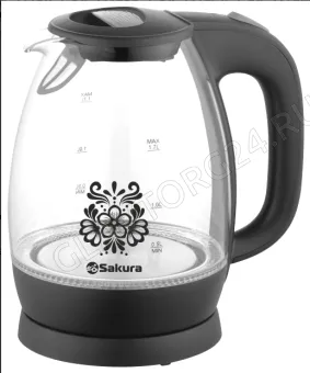 Чайник электрический SAKURA SA-2715BK 1,7л 2,2кВт стекло черный