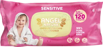 Детские влажные салфетки Ангел( розовый) Sensitive 120 шт/10шт