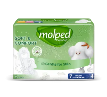 Molped(Молпед) Прокладки гигиенические PURE&SOFT Ночные 7штук
