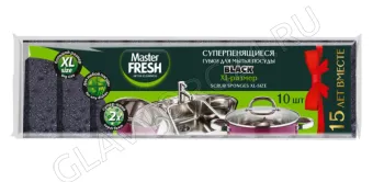 Мастер Фреш Губки для мытья посуды XL (bubble-поролон), 10шт. BLACK