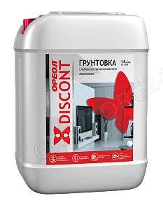 ДИСКОНТ грунтовка ВД глуб.прон. 10кг полиакр. д/наруж.и внутр.работ  (залита,нарушена этикетка )