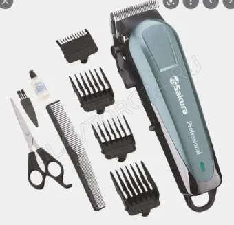 Машинка для стрижки SAKURA SA-5179BL Professional аккумуляторная синий 4 насадки