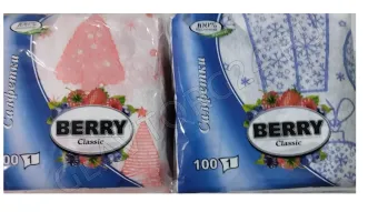 Салфетки 100 листов бум. декор Berry 1сл 24*24см/28