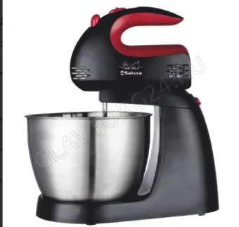 Миксер с чашей SAKURA SA-6321CSB 3л 400Вт 4 насадки черно-красный
