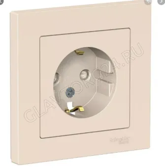 Розетка 1-м СП AtlasDesign с заземл. защ. шторки 16А в сборе беж. SchE ATN000244