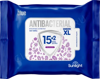 SUNLIGHT Влажные салфетки 17шт XL Antibacterial Blue/48