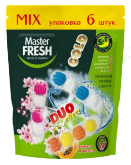 Мастер Фреш GOLD подвесной блок для унитаза 6шт  DUO EFFECT 5в1 MIX/10