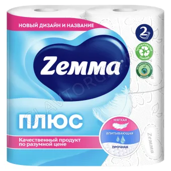 Туалетная бумага Zeммa Плюс 2сл. 4 рул Белая /24