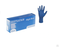 картинка Набор перчаток латексные особопрочные HIGH RISK р-р(L) (25пар/50шт) синий  от компании ГлавТорг Красноярск
