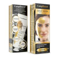 Compliment Gold mask Антивозрастная актив-маска для лица ЗОЛОТАЯ Тонус&Упругость, 80мл, 12 шт — фото