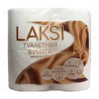 Туалетная бумага 4шт LAKSI 3сл 20м на гильзе Н-Челны/12 — фото