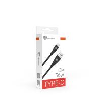 Кабель USB штекер-Type-C штекер BY 2м нейлоновый 3А черный — фото