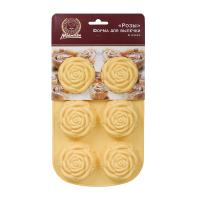 Форма силиконовая "Розы", 6 ячеек, 25,5*16,5*3 см, цвет в ассортименте MARMITON /20 — фото