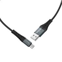 Кабель USB штекер-Type-C штекер HOCO X38 1м тканевый 3А черный — фото