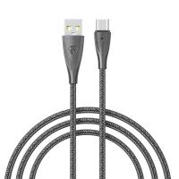 Кабель USB штекер-Type-C штекер BY 1м нейлоновый 3А черный — фото