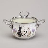 КАСТРЮЛЯ ЭМАЛИР. 1,5Л AGNESS СО СТ/КР "LAVANDER CATS" 16СМ/6 арт. 943-075 — фото