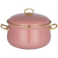 КАСТРЮЛЯ AGNESS ЭМАЛИР. С КР. СЕРИЯ DELUXE, 24X15СМ, 6,1Л, ИНДУК. ЦВЕТ: ФРАНЦ.РОЗА/6 арт. 951-119 — фото