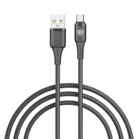 Кабель USB штекер-Type-C штекер BY 1м силиконовый 3А черный — фото