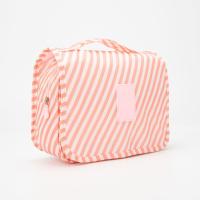 Косметичка-несессер Полосы, 24*9,5*18,5, отд на молнии с крючком, розовый   7391635 — фото