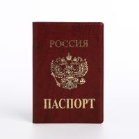 Обложка для паспорта 9,5*0,5*13,5, иск. кожа, тисн золото, б/уг, бордовый 9466227 — фото