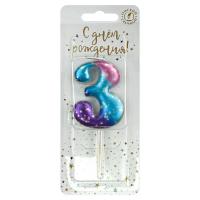 картинка Свеча цифра 3 "космос"  от компании ГлавТорг Красноярск
