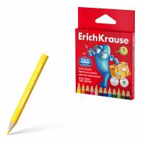 Цветные карандаши деревянные ErichKrause Jolly Friends мини шестигранные, грифель 3 мм, 12 цветов (в — фото