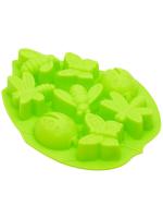 Форма д/выпечки силиконовая ЛЕТО №1 27,5*20,5*3см (бабочки+божьи коровки) МЯТНЫЙ арт. КТ-S-307GR — фото