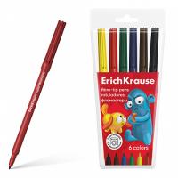 Фломастеры ErichKrause Jolly Friends Super Washable 6 цветов (в футляре с европодвесом 6 шт) — фото