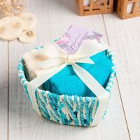 картинка Набор махровых декоративныз салфеток 4шт 30*30см "Сердечко" голубой  от компании ГлавТорг Красноярск