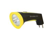 Фонарик Ultra Flash LED3804M аккум, 4 светод зар.220, черный/желтый — фото