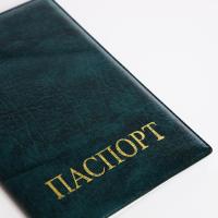 Обложка для паспорта 9,5*0,5*13,5, иск. кожа, тисн золото, б/уг, зелёный 9262923 — фото