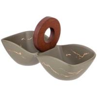 МЕНАЖНИЦА С ДЕРЕВЯННОЙ РУЧКОЙ "ЗОЛОТОЙ МРАМОР" ЦВЕТ: GRAY 22*9,4*12,5СМ/24 арт. 412-186 снято — фото