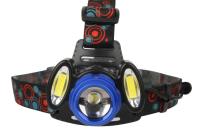 Фонарик Ultra Flash E1334 (налоб, аккум 3,7В, синий/черный, 3LED, 4 Ватт, фокус, 2 ак 4 реж) — фото