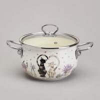 КАСТРЮЛЯ ЭМАЛИР. 2,8Л AGNESS СО СТ/КР "LAVANDER CATS" 20СМ/6 арт. 943-077 — фото