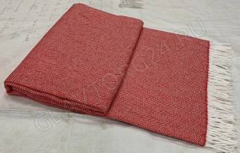 Плед 150*200см смесовой ТМ "Vse DOMA", бел-красн рап.2,шерсть 15%,хлопок 5%,полиэстер 60%,пан 20% 