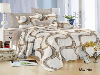 КПБ Евро Satin collection Микросатин ВОЛНЫ Под200*220+Пр220*240+2Нав(70*70)