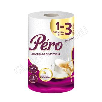Полотенце бумажное Pero 1=3. 2сл. 1 рул(33м) белый цвет/12