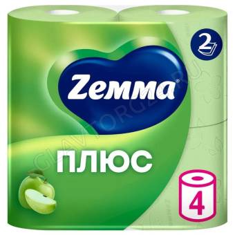 Туалетная бумага ZEMMA Plus 2-сл.4 рул. 23м/16шт зеленое яблоко