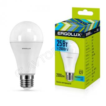 Лампа светод. Ergolux LED-A65-25W-E27-4K (ЛОН 25Вт E27 4500K 180-240В)