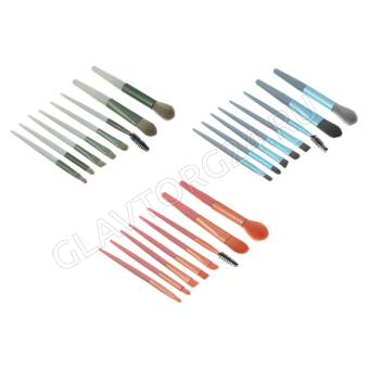 Кисти для визажа 8 шт тм ЮНИLOOK ,пластик, металл, иск.ворс, ПУ, 10,5-12 см, 3 цвета