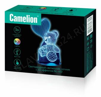 Ночник Camelion NL-402 (Led наст. свет-к, 3Вт, RGB, USB)