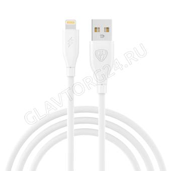 Кабель USB штекер-Lightning штекер BY 1м прорезиненный 2,4А белый