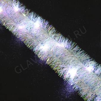 СНОУ БУМ Гирлянда эл. с перлам мишурой,7*220см,нитка росы,пост.свеч хол белый,2*АА,ПВХ