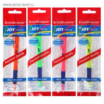 Ручка шариковая авт ErichKrause JOY Neon, Ultra Glide Technology, черн/синие, микс 46788 5284132
